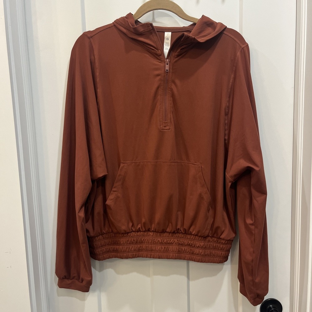 Rae Mode Women's Butter Soft 1/2 Zip Kangaroo Pocket Hoodie Size L Burntβ Orange